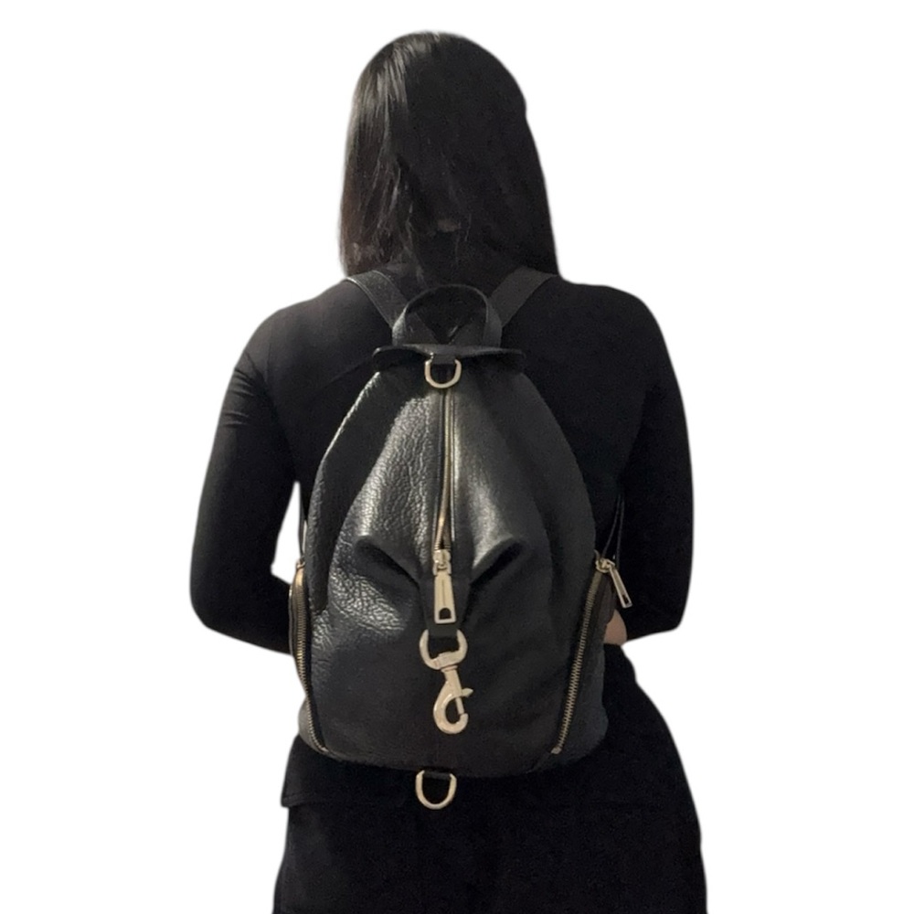 REBECCA MINKOFF Julian Gold Hardware Backpack Black Pebbled - Picture 6 of 6